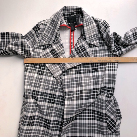 MAISON CINQCENT 500 Checks Plaid Black White Tie Trench Coat at Revolve … - Picture 13 of 13
